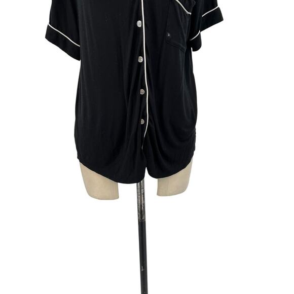 Cozy Earth Stretch-Knit Short Sleeve Pajama Top Black Size Small - Picture 4 of 10